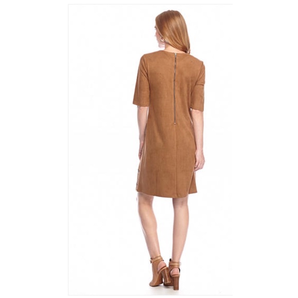 Caramel Faux Suede Dress - Picture 2 of 5